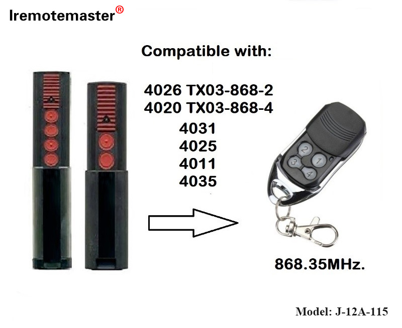 4020 4026 TX03-868-4 রিমোট কন্ট্রোল 868mhz TX03-8-4 রোলিং কোডের জন্য